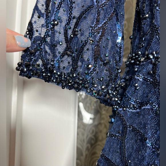 Mac Duggal Embellished 3/4 Sleeve A Line Dress - Picture 11 of 16